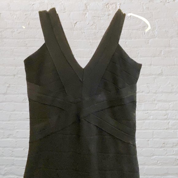 VENUS -- Bandage Dress, Black, Shoulder Straps, Zip Back, Knee Length, Stretchy - Picture 11 of 16